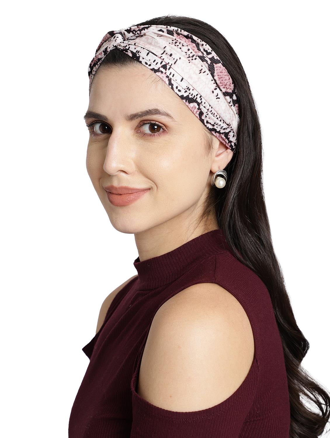 off white printed viscose headband and scrunchy combo pack - 17987268 - Zoom Image - 4