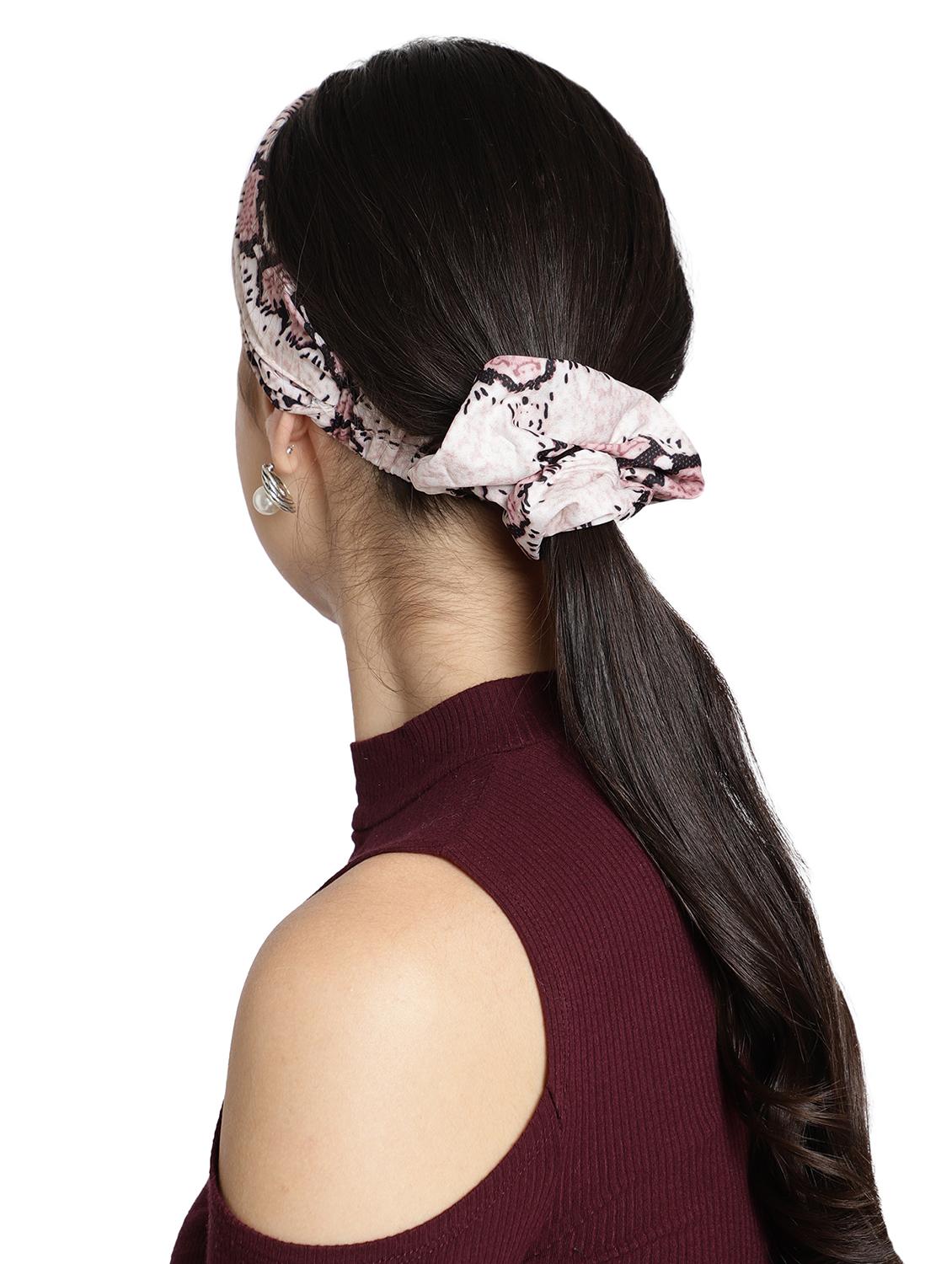 off white printed viscose headband and scrunchy combo pack - 17987268 - Standard Image - 5
