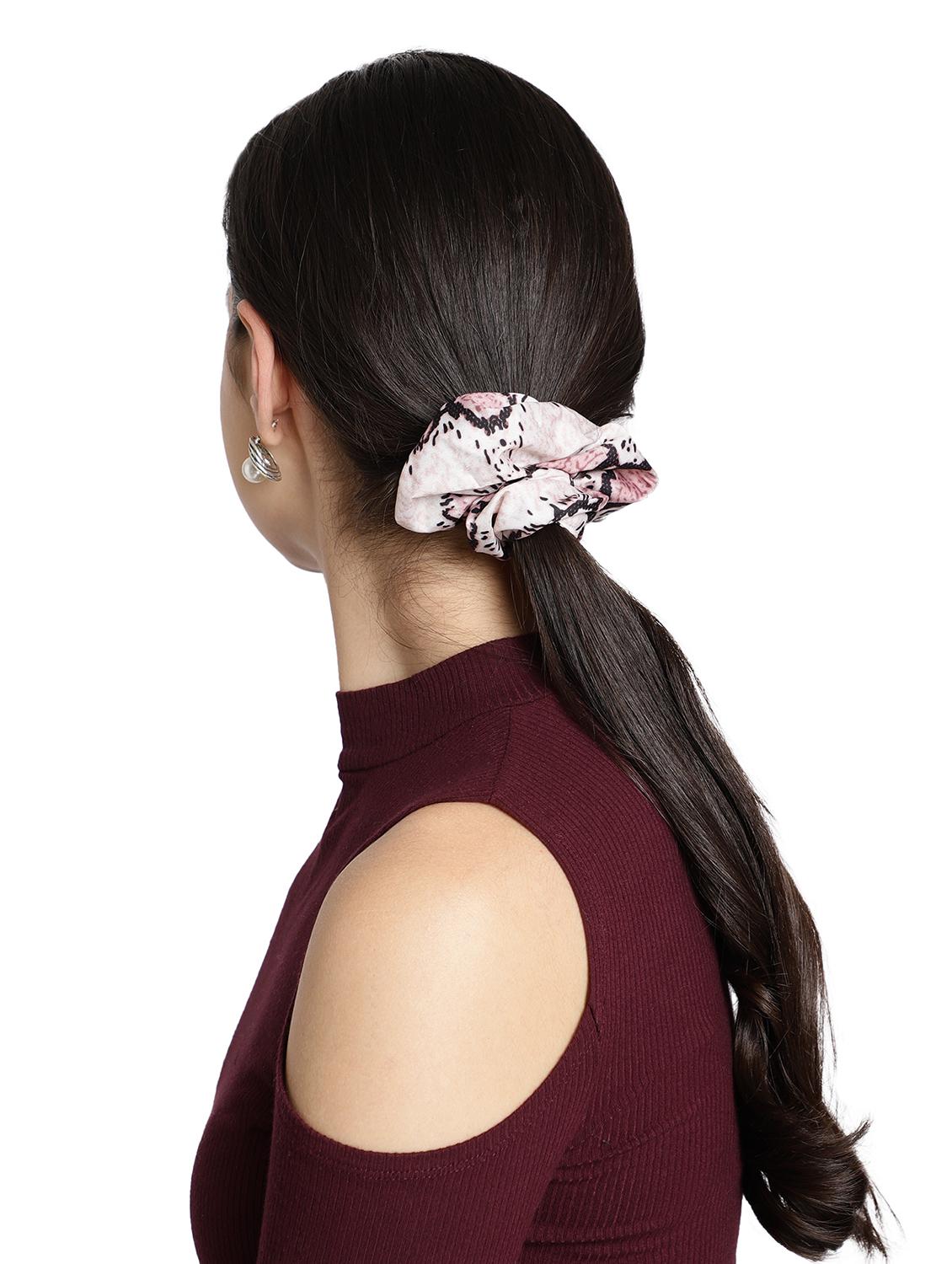 off white printed viscose headband and scrunchy combo pack - 17987268 - Zoom Image - 6
