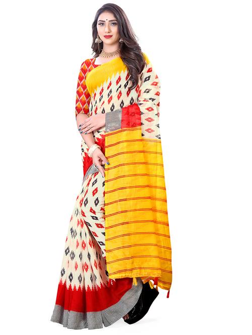 ikat printed saree with blouse - 17988884 - Very Small Image - 1