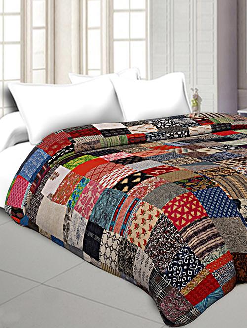 patchwork ac quilt/blanket soft designer double bed - multicolor (multi) - 17989685 - Very Small Image - 1