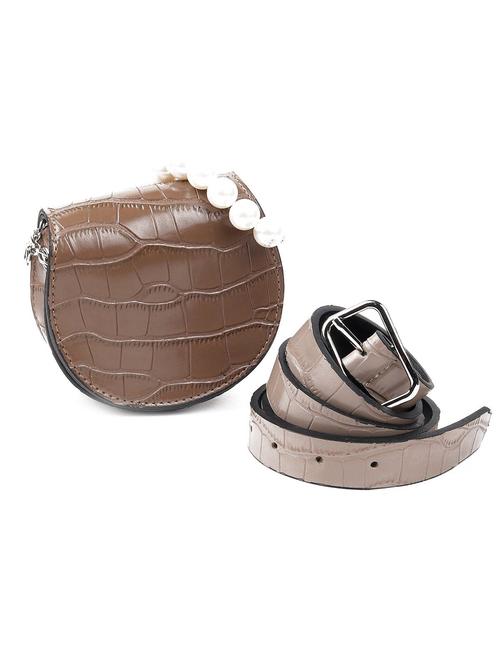 brown textured regular sling bag - 17990741 - Very Small Image - 1