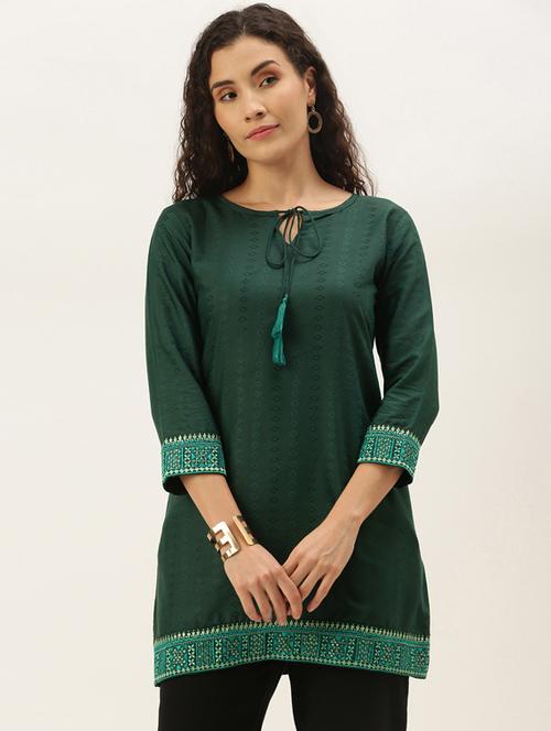 tie up neck embroidered detail  tunic - 17995072 - Very Small Image - 1