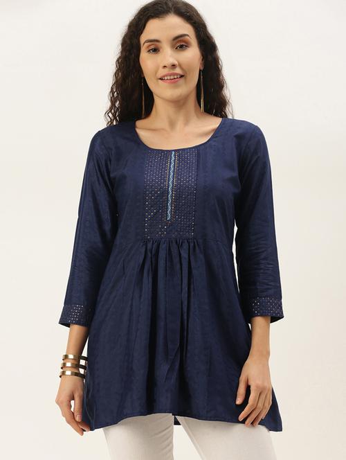 round neck embroidered detail tunic - 17995076 - Very Small Image - 1