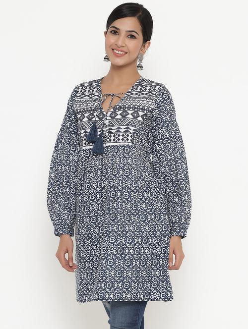 tie up neck printed tunic  - 17995664 - Very Small Image - 1