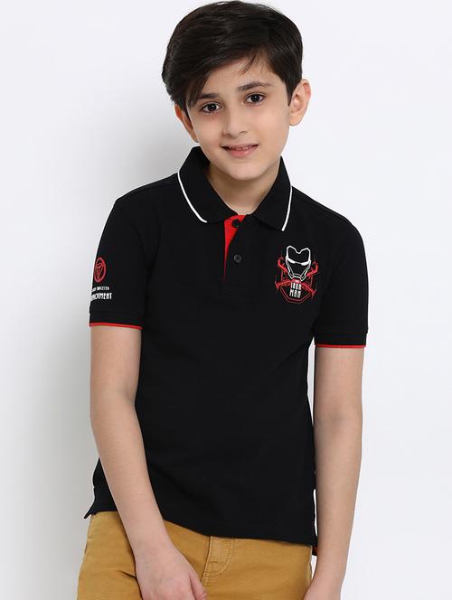 black solid polo t-shirt - 17996412 - Very Small Image - 1