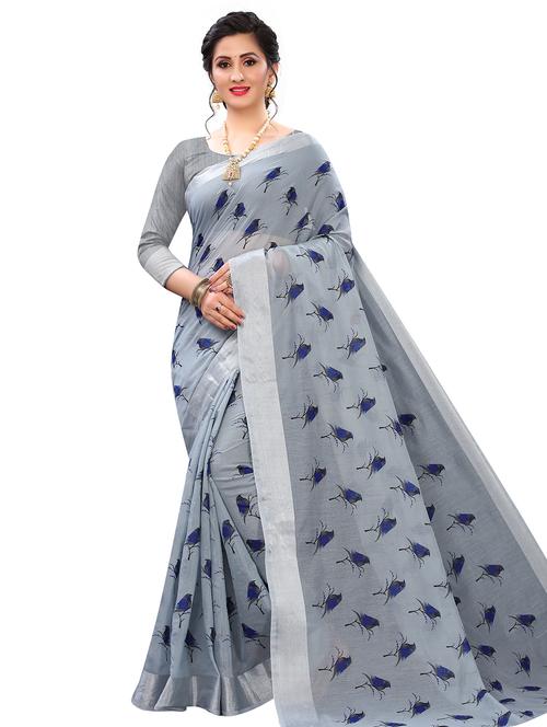 conversational printed saree with blouse - 17996593 - Very Small Image - 1