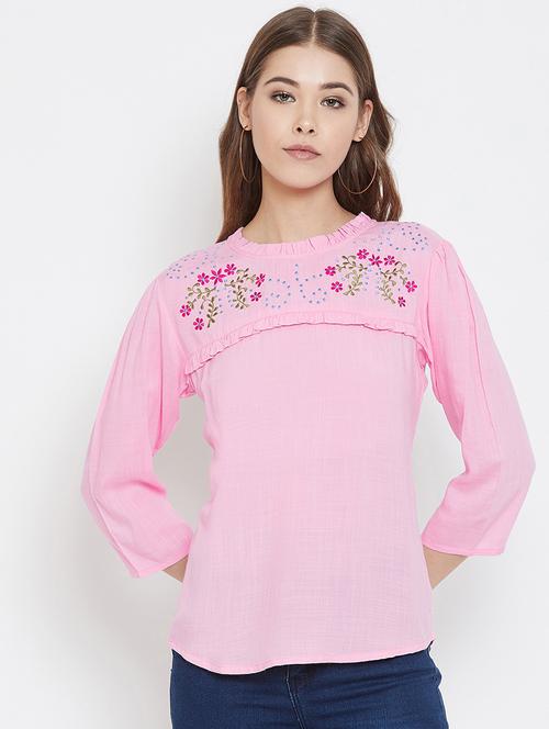 women's straight round neck top - 17997701 - Very Small Image - 1