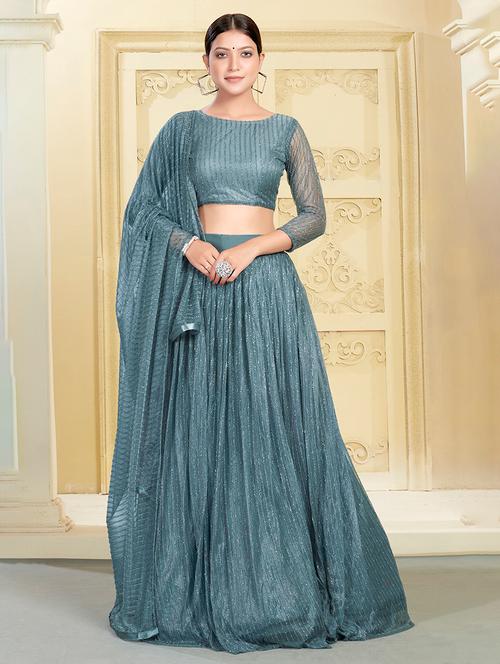 self design flared lehenga - 17997783 - Very Small Image - 1