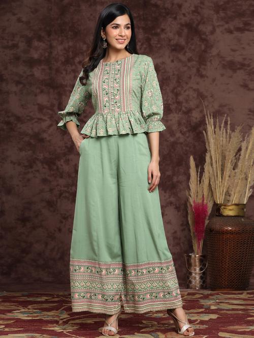 ethnic motifs top pants set - 17998069 - Very Small Image - 1