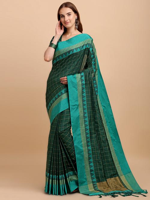 checkered bhagalpuri saree with blouse - 17998544 - Very Small Image - 1