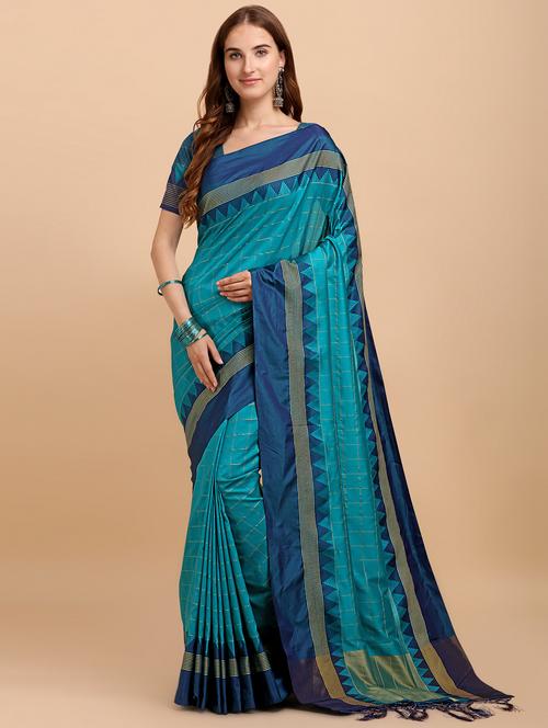 checkered bhagalpuri saree with blouse - 17998545 - Very Small Image - 1