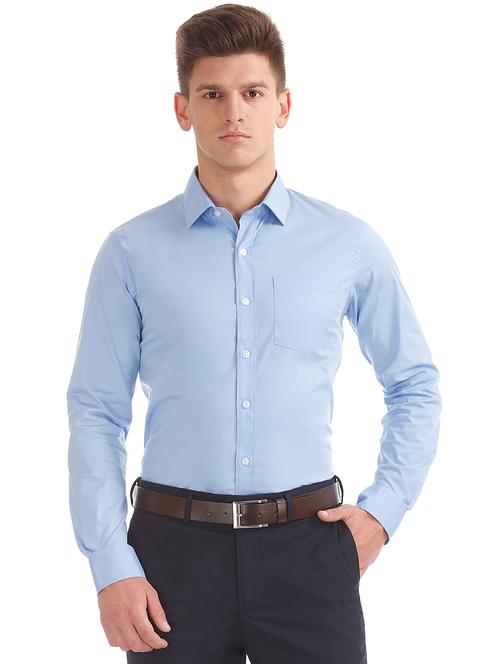 blue solid formal shirt - 17998861 - Very Small Image - 1