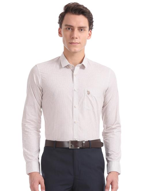 beige printed formal shirt - 17998887 - Very Small Image - 1