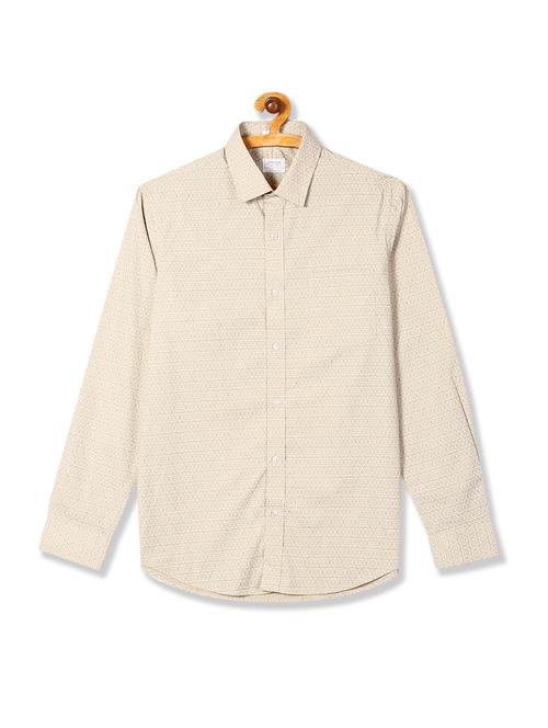 beige printed formal shirt - 17998901 - Very Small Image - 1