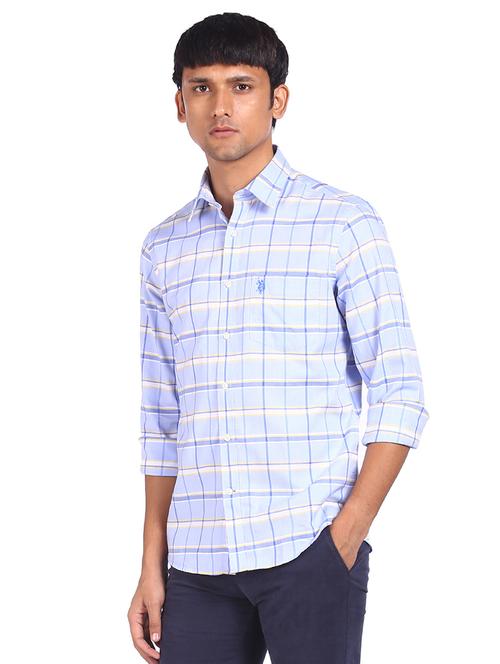 light blue checkered casual shirt - 17998990 - Very Small Image - 1