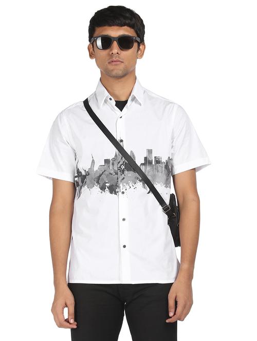 white printed casual shirt - 17999040 - Very Small Image - 1