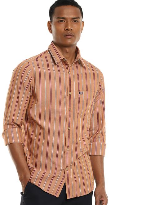beige striped casual shirt - 17999054 - Very Small Image - 1