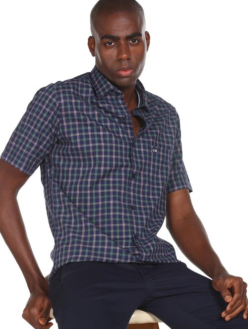 blue checkered casual shirt - 17999079 - Very Small Image - 1