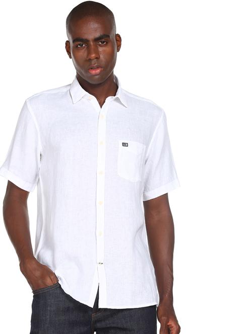 white solid linen casual shirt - 17999084 - Very Small Image - 1