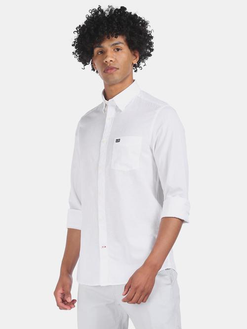 white solid casual shirt - 17999097 - Very Small Image - 1