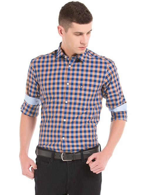 brown checkered casual shirt - 17999108 - Very Small Image - 1