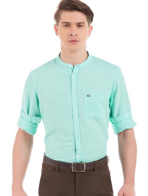 blue solid casual shirt - 17999114 - Very Small Image - 1