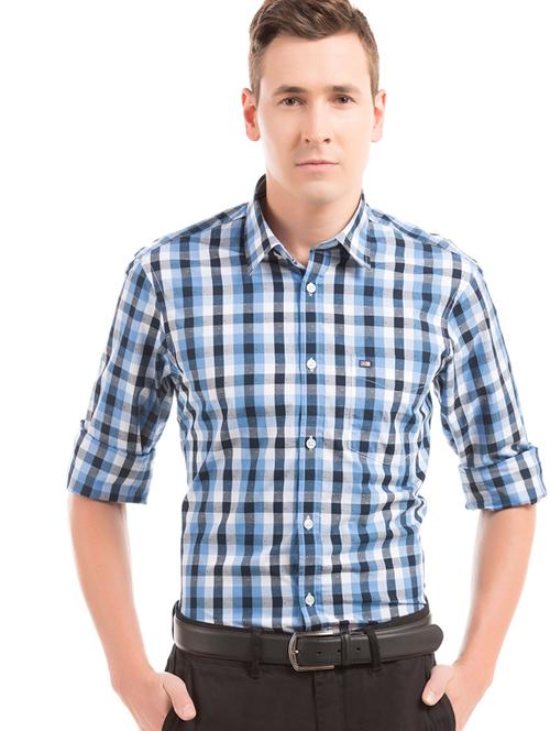 blue checkered casual shirt - 17999119 - Very Small Image - 1