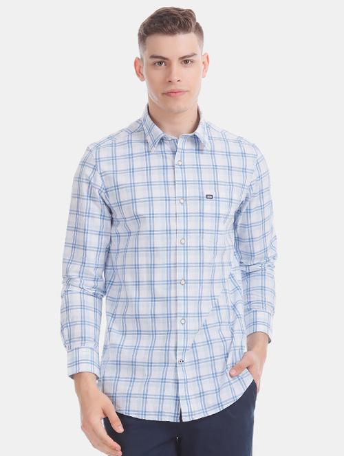blue checkered casual shirt - 17999191 - Very Small Image - 1