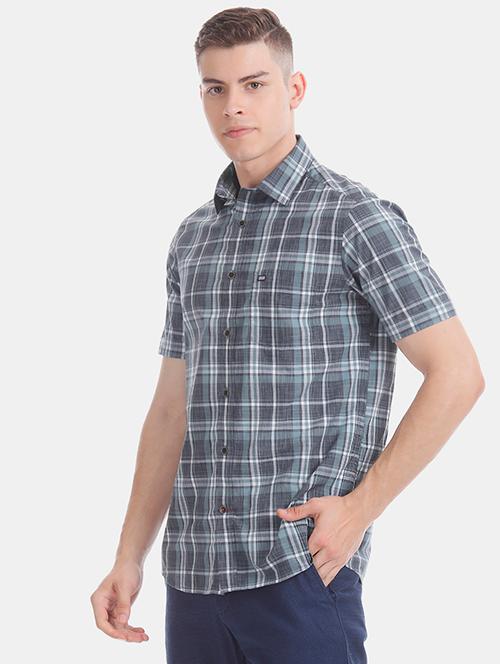 blue checkered casual shirt - 17999192 - Very Small Image - 1