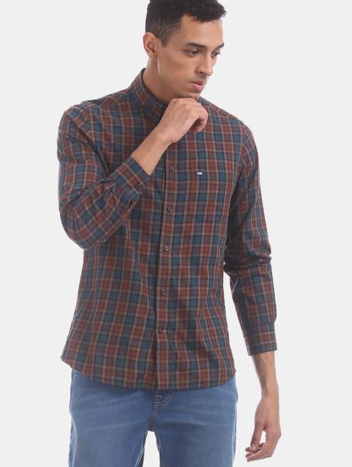 brown checkered casual shirt - 17999194 - Very Small Image - 1