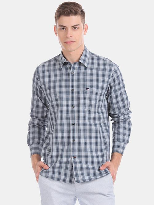 blue checkered casual shirt - 17999204 - Very Small Image - 1