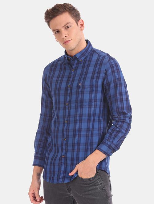 blue checkered casual shirt - 17999215 - Very Small Image - 1