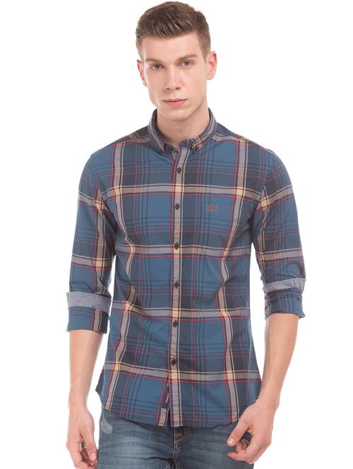 blue checkered casual shirt - 17999242 - Very Small Image - 1