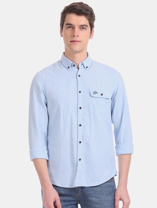 light blue solid casual shirt - 17999251 - Very Small Image - 1