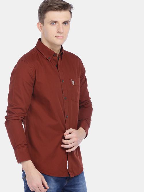brown solid casual shirt - 17999350 - Very Small Image - 1