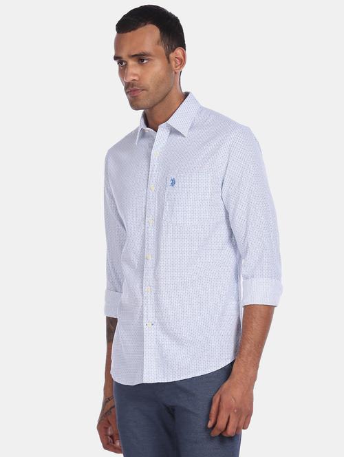 blue printed casual shirt - 17999385 - Very Small Image - 1