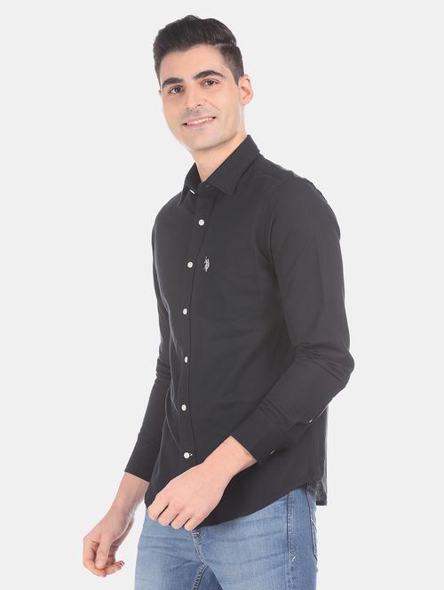 black solid casual shirt - 17999420 - Very Small Image - 1