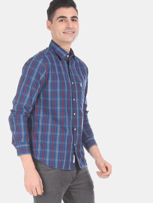 blue checkered casual shirt - 17999433 - Very Small Image - 1