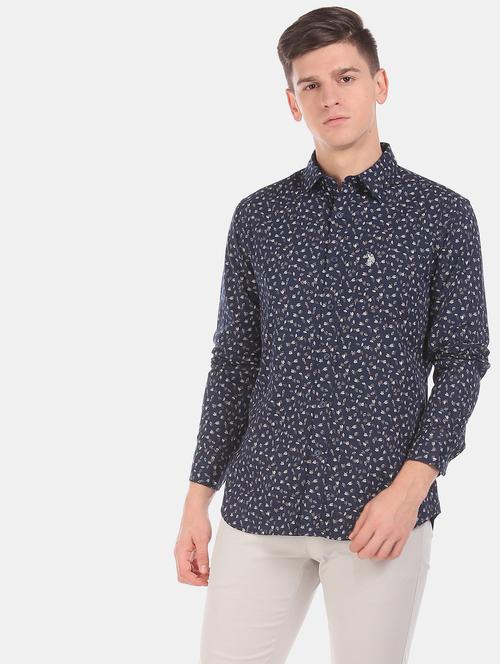 blue printed casual shirt - 17999435 - Very Small Image - 1