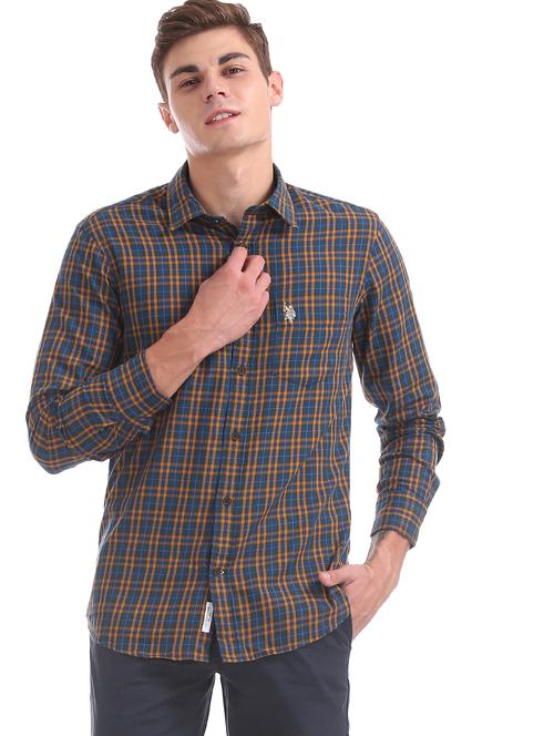 blue checkered casual shirt - 17999441 - Very Small Image - 1