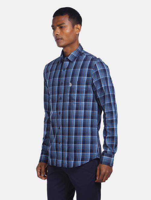 blue checkered casual shirt - 17999442 - Very Small Image - 1