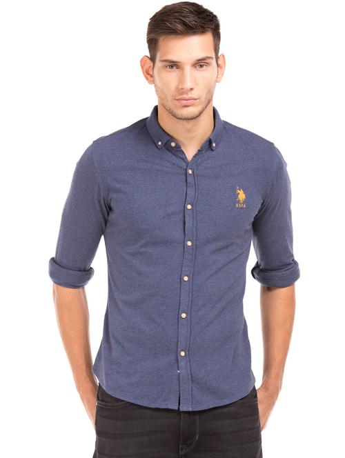 blue solid casual shirt - 17999445 - Very Small Image - 1