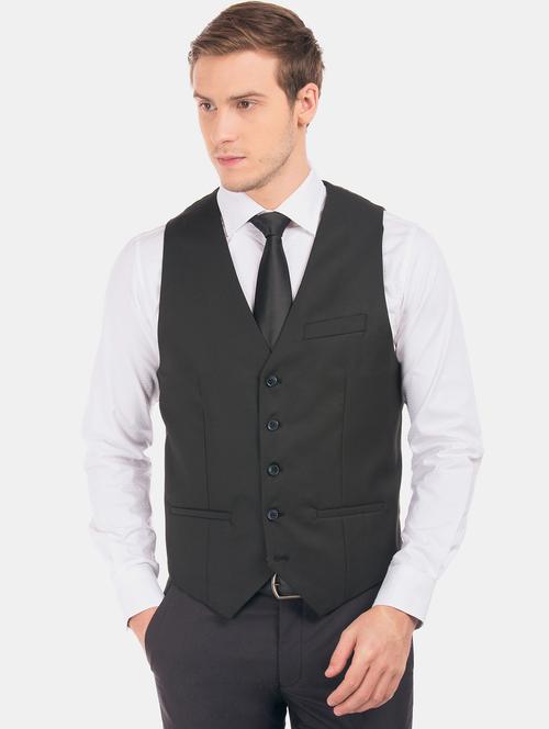 grey solid classic waist coat - 17999772 - Very Small Image - 1