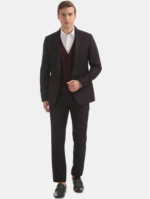 brown solid single breasted suit - 17999953 - Very Small Image - 1