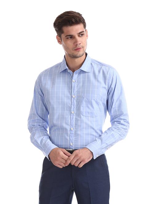 blue checkered formal shirt - 17999969 - Very Small Image - 1