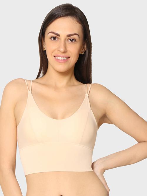 beige solid regular bra - 18000254 - Very Small Image - 1