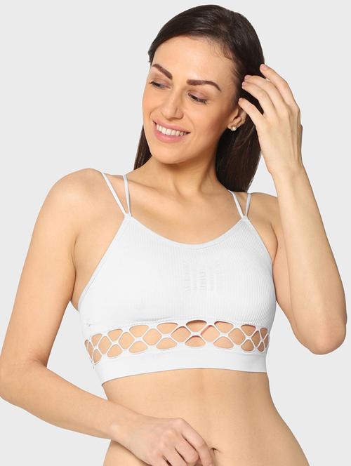 white solid bralette  bra - 18000268 - Very Small Image - 1