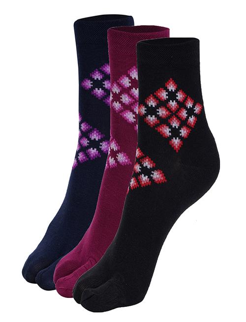 ankii cotton self design women premium ankle socks with thumb, pack of 3 - 18000392 - Very Small Image - 1