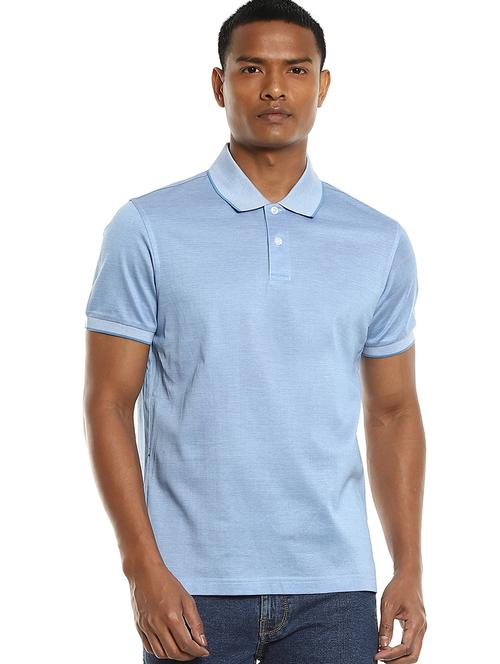 blue solid polo t-shirt - 18000913 - Very Small Image - 1